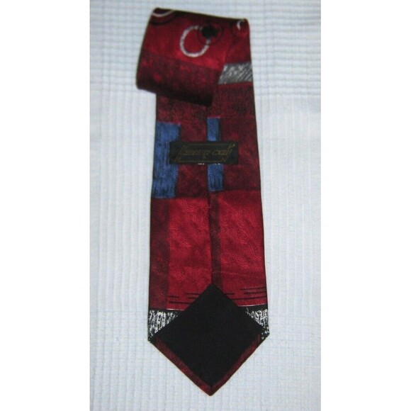 Cerruti CXIII Cool Red Black Blue Gray Necktie Abstract Patterned 100% Silk Tie - Picture 2 of 3